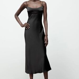 Zara satin effect midi slip dress